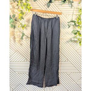 Arket Womens Lyocell Trousers Pants BLACK Pull On Wide Leg Lounge SZ 12